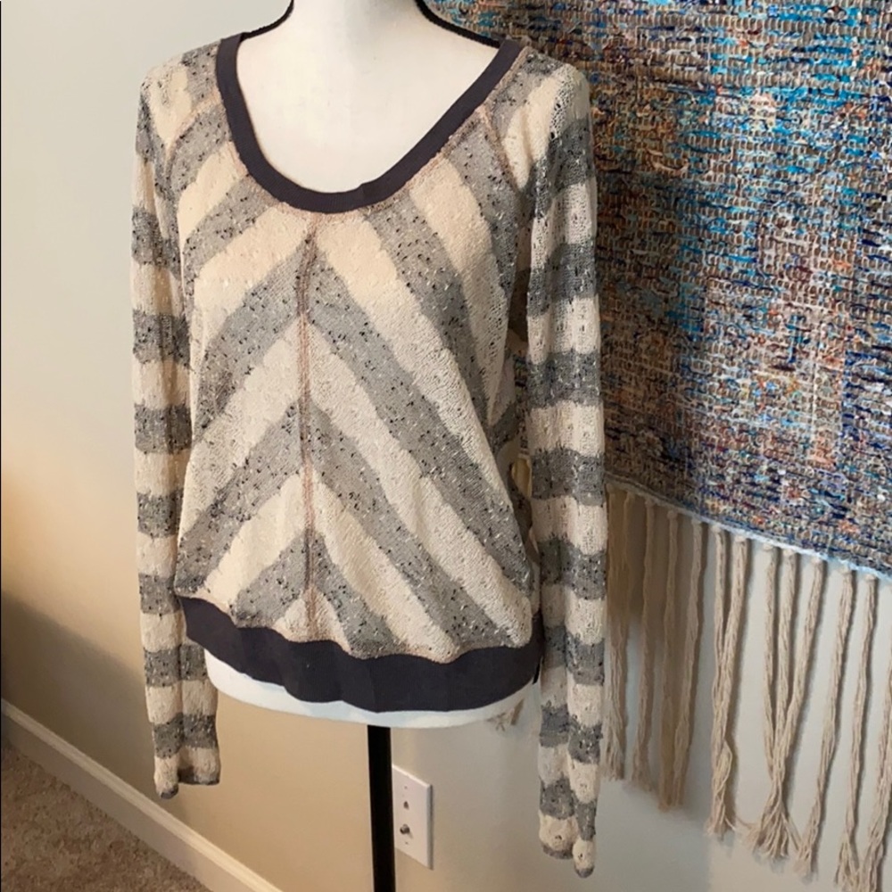 We The Free cream/grey striped top